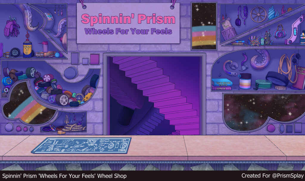 Spinnin' Prism 'Wheels For Your Feels' Wheel Workshop Background created for @PrismSplay on Twitch
